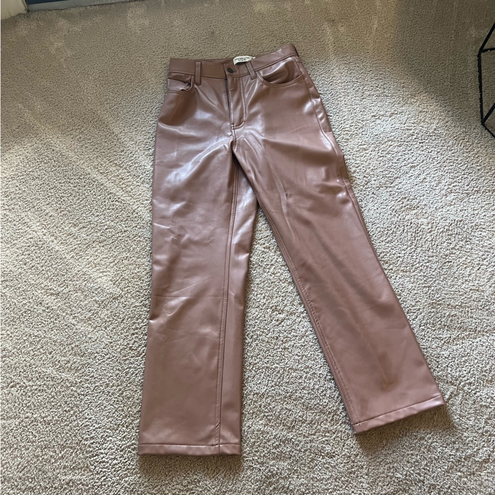 Abercrombie pink leather pants. Worn once. Size 27 short.
